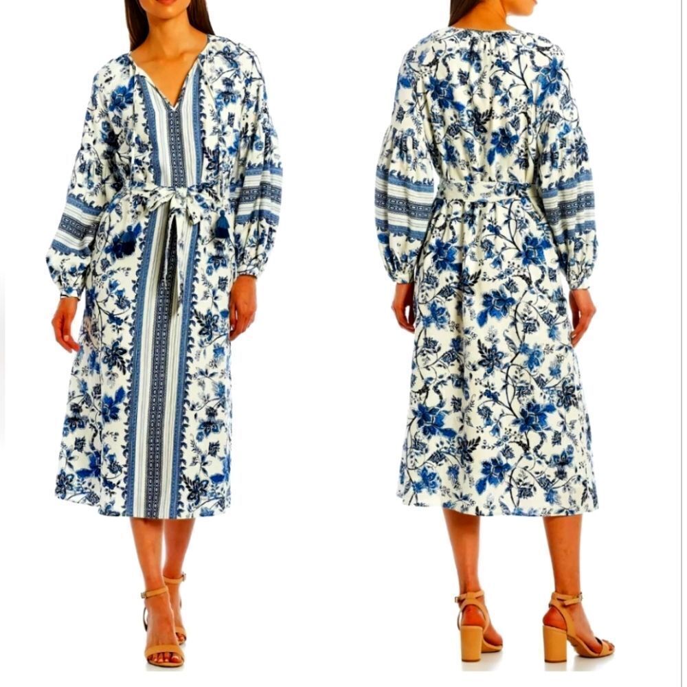 Floral Blue and White Dress